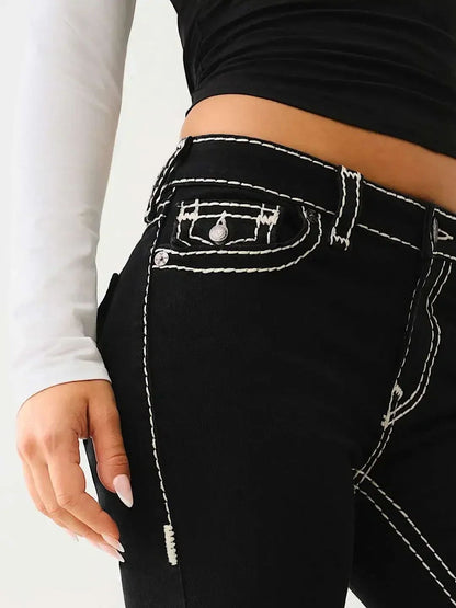 Vintage 2000s Buddha Embroidery Baggy Jeans Woman Gothic Streetwear Harajuku Ripped jeans for women Wide Leg Denim Pants