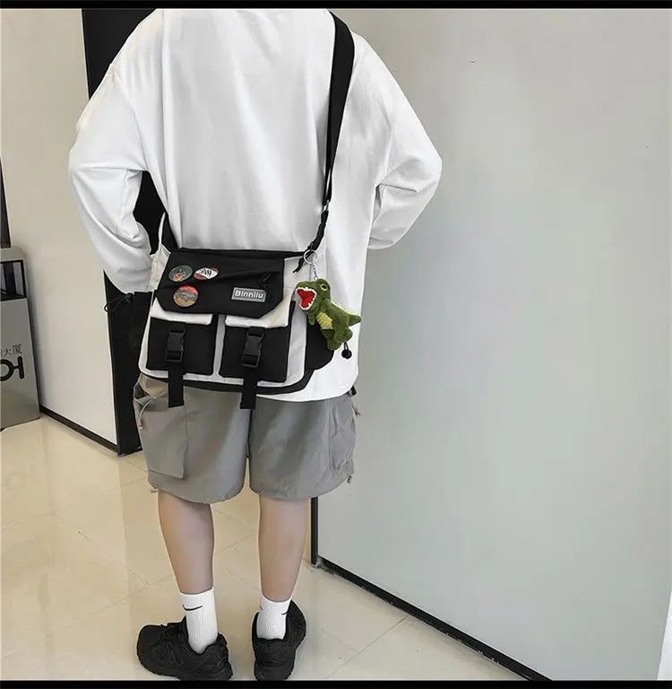 Harajuku Men Nylon Crossbody Bags for Women Messenger Bag Girls School Book Bags Youth Canvas Handbags Shoulder Bag Sac Bolsas