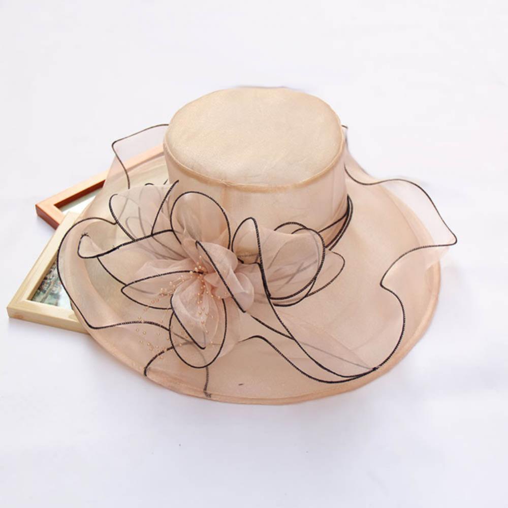 Chapéu Dobrável Feminino de Organza Floral para Igreja, Kentucky, Chá, Chapéu de Sol Elegante Fascinator para Cerimônia de Casamento Feminino