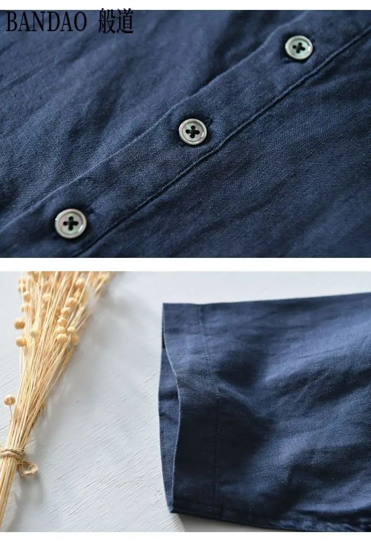 Chinese Style Spring and Summer Loose High-end Men's Linen Short-sleeved Cotton Linen Casual Breathable Shirt Collar T-shirt