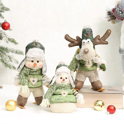 2026 New Green Forest Christmas Decorations Telescopic Elk Snowman Doll Skiing Plush  Navidad Home Decor New Year Gift