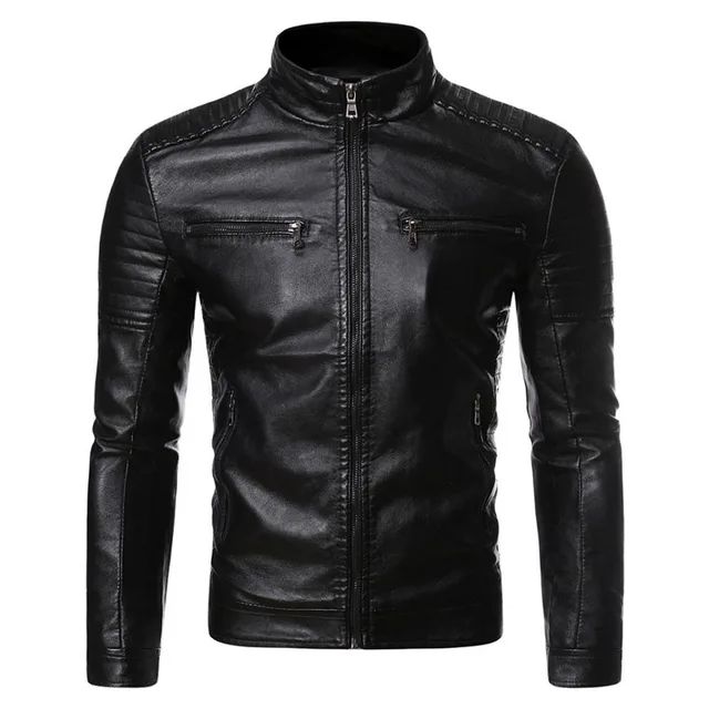 Zipper Korean Fashion Leather Sheepskin Trend Casual Fit Slim Baseball Clothes Men Leather Jacket Autumn New Men Leather Coat