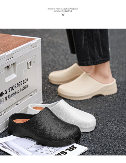 Kitchen Non-slip Oil-resistant Chef‘s Shoes Men's Waterproof Casual Flat Shoes Women's Slippers Couple Plus Size EVA Shoes