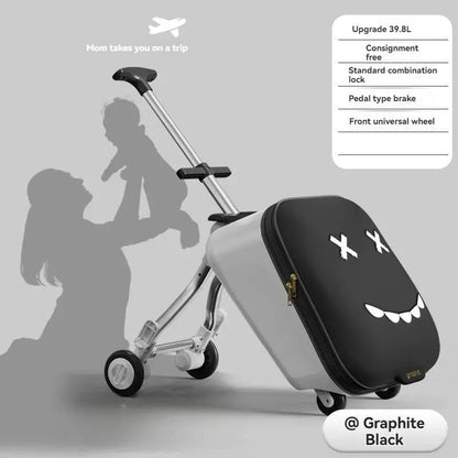 Mala de Viagem Infantil Trolley Acoplável em Avião com Rodas Giratórias Bagagem de Passeio e Andador de Bebê Dobrável