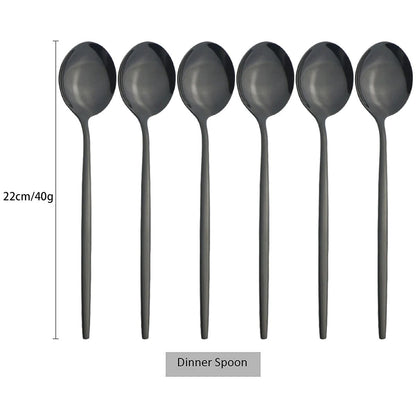 Conjunto de Talheres de Aço Inoxidável Western Dourado com 6 Peças de Colher de Concha, Colher de Jantar, Colher de Sopa, Talheres de Cozinha