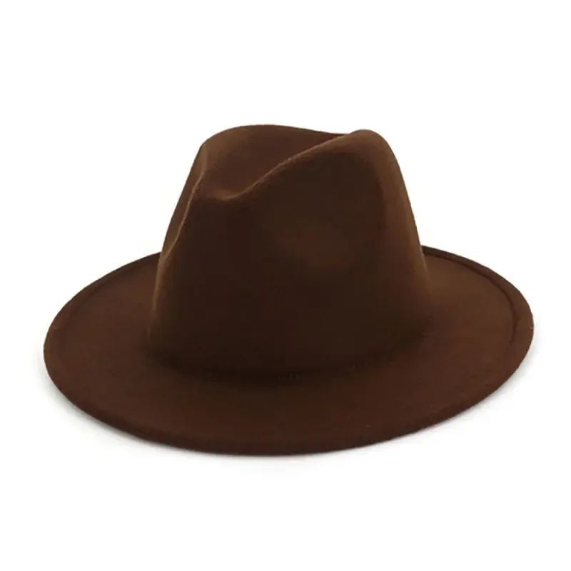Chapéu Fedora de Feltro de Lã Novo para Mulheres e Homens, Elegante para Outono Inverno, Chapéus de Inverno para Senhoras e Cavalheiros, Casamento, Igreja, Jazz, 55-60CM Gorros