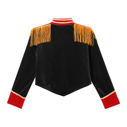 Boys Girls Drum Major Team Uniform Nutcrackers Costume Set Marching Band Tassel Jacket Coat Hat Outfits for Drummer Performance