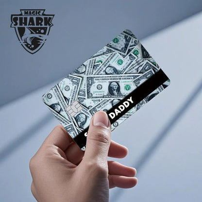 Magic Shark Sugar Daddy Meme Poke Money Funny Sticker Cover Skin Protective for Small Large Chip Credit Debit Card
