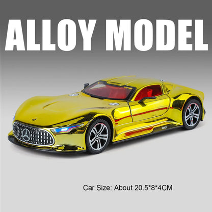 1:24 Visão GT 300SL Carro Esportivo Modelo Liga Fundida Brinquedos Som Luz Puxar para Trás Portas Abertas Veículos Miniatura Presentes para Crianças