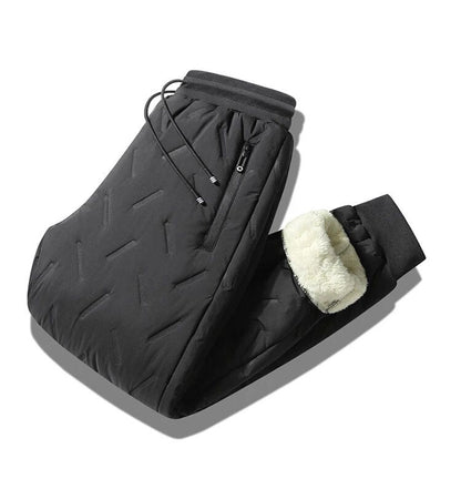 Calça Masculina de Inverno 8GG Grossa Acolchoada de Pluma Calça Esportiva Masculina de Alta Qualidade com Cordão Calça Jogger Masculina para Exterior Lazer Solta Acolchoada de Pluma