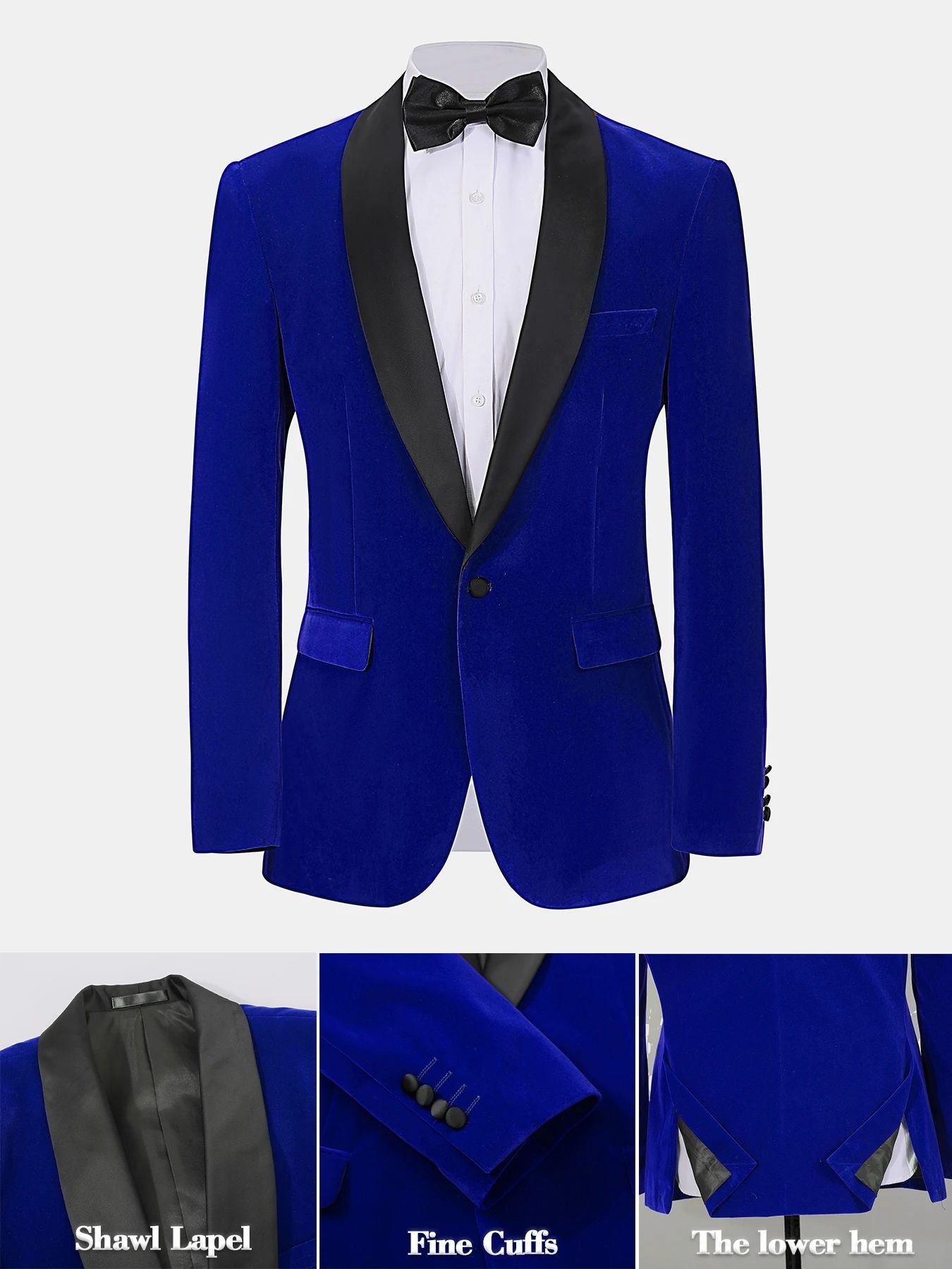 ?Velvet Elegance?Men's Single-Breasted Blazer | Long Sleeve Formal Jacket for Weddings, Business & Events