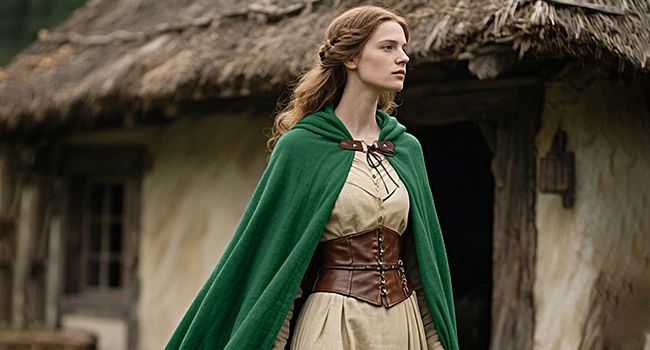 Joukavor Renaissance Hooded Cape Medieval Linen Cloak with Hood for Women Men