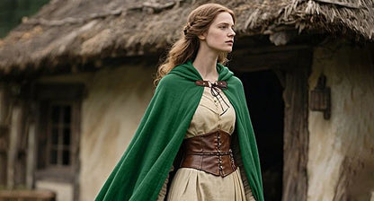 Joukavor Renaissance Hooded Cape Medieval Linen Cloak with Hood for Women Men