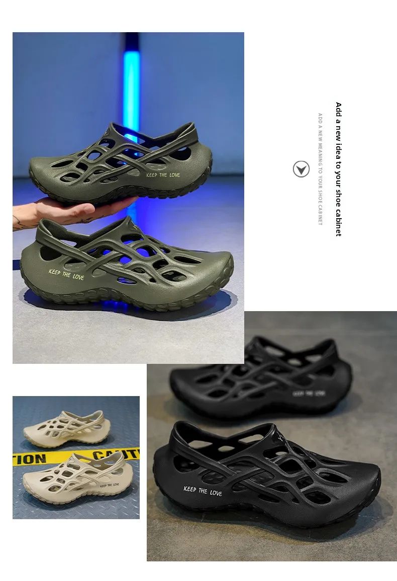 Summer Men Sandals Light EVA Men's Casual Shoes Hole Shoes Clogs Lovers Home Garden Outdoor Male Beach Flat Slippers Big Size
