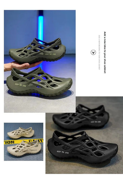 Summer Men Sandals Light EVA Men's Casual Shoes Hole Shoes Clogs Lovers Home Garden Outdoor Male Beach Flat Slippers Big Size