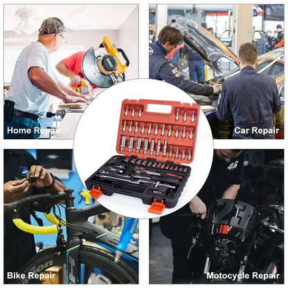 Jogo de Caixa de Ferramentas para Moto Chave Catraca Rápida 150/46pçs Jogo de Soquetes Bits Caixa de Ferramentas de Grau Industrial Ferramentas de Reparação Automotiva Manutenção de Carros