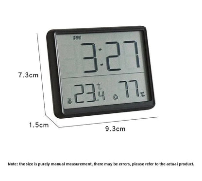 Slim Digital Wall Clock with LCD Alarm, Temperature & Humidity Display- Multi-Functional Kitchen Electronic Clock Adhesive Mount