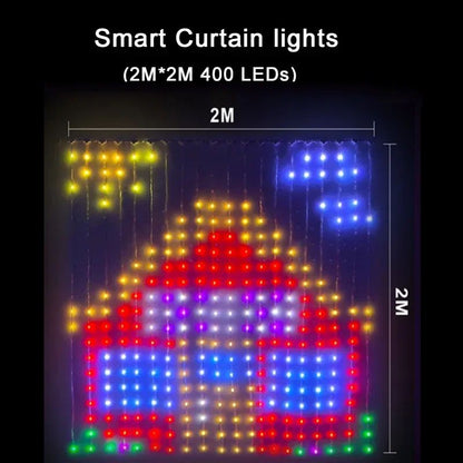400 LED Smart Curtain Lights String Lights with App Remote Control Music Sync Christmas Curtain String Outdoor Fairy Lights