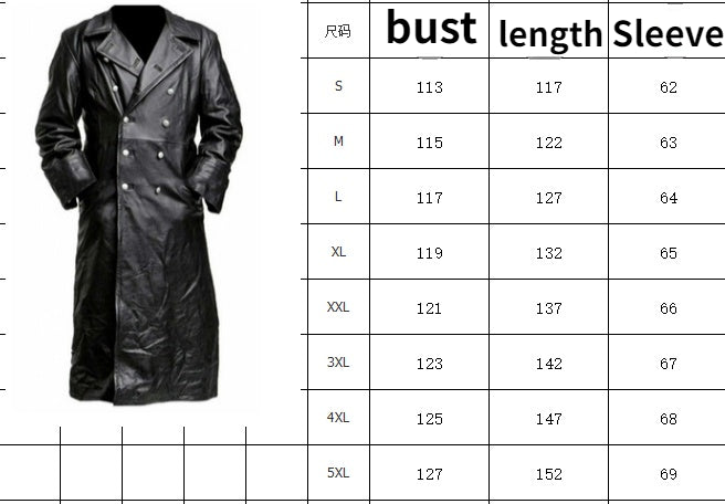 MEN'S GERMAN CLASSIC WW2 MILITARY UNIFORM OFFICER BLACK LEATHER TRENCH COAT