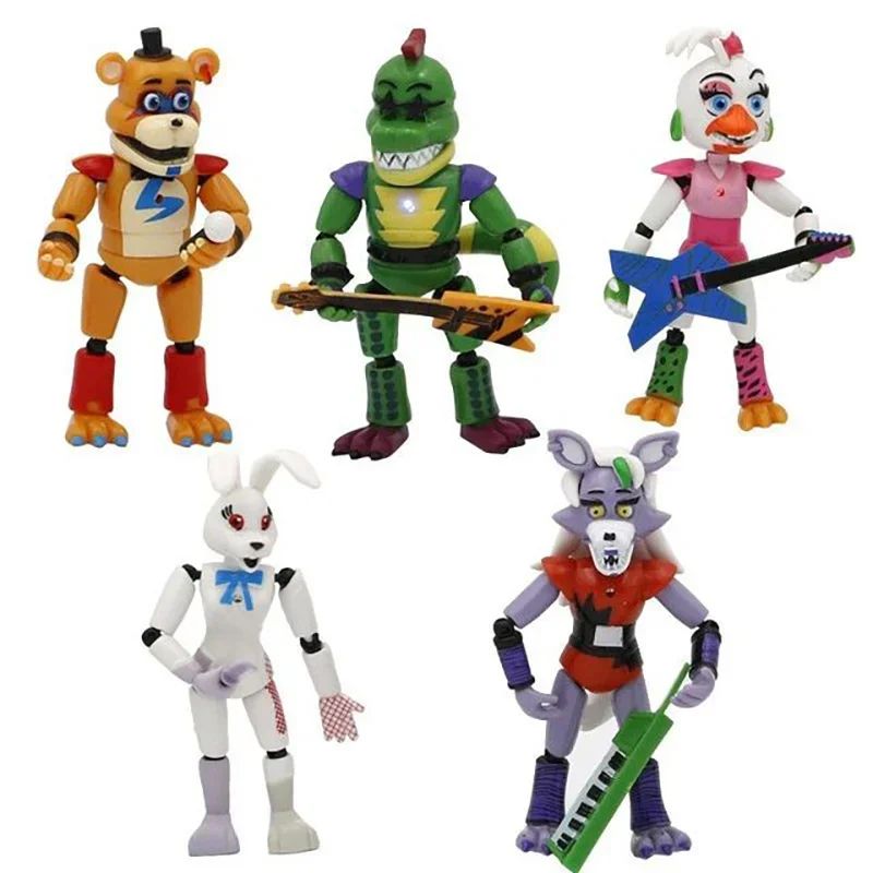 5-6 unidades/conjunto FNAF Security Breach Bonecos de Ação Articulados Destacáveis Bonnie Foxy Fazbear Urso Brinquedos de Boneca
