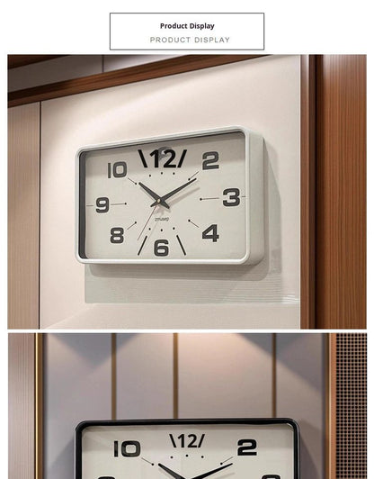 Win Elegant Simple Modern Japanese Style Metal Wall Clock New Silent Rectangular Home and Office Clock for Living Room