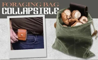 Leather Waxed Canvas Pouch Tote Garden Tools Bag in Water Proof Canvas Rolling Bag Foldable Belt Pack Portable Foraging Bag