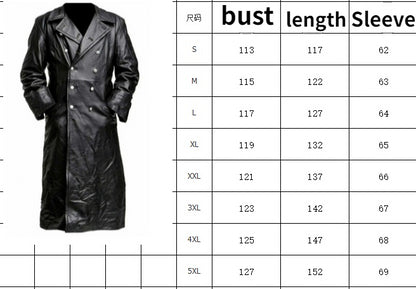 MEN'S GERMAN CLASSIC WW2 MILITARY UNIFORM OFFICER BLACK  LEATHER TRENCH COAT