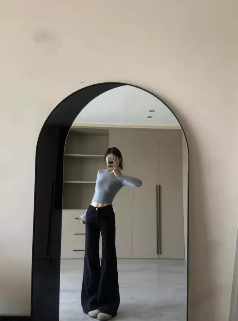 High Waist Loose Fit Bell Bottom Jeans Women's Black Slimming Denim Pants Spring 2025 Fashion Trend Wide Leg Casual Trousers