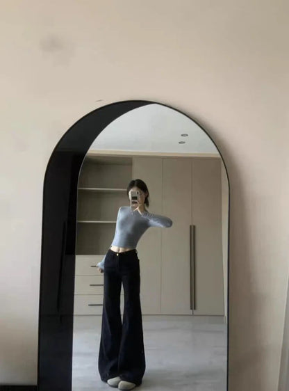 High Waist Loose Fit Bell Bottom Jeans Women's Black Slimming Denim Pants Spring 2025 Fashion Trend Wide Leg Casual Trousers
