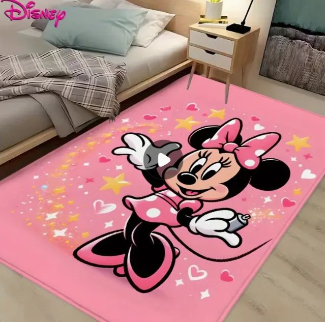 1pc Soft Cozy Minnie Mouse Pink Area Rug 3D Printed Carpet for Living Room Bedroom or Hallway Decor Cute and Comfortable Design