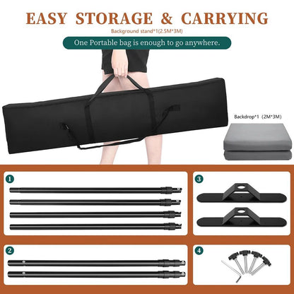 Double-Crossbar Backdrop Background Stand Frame Support System For Photography Photo Studio Video Muslin Green Screen