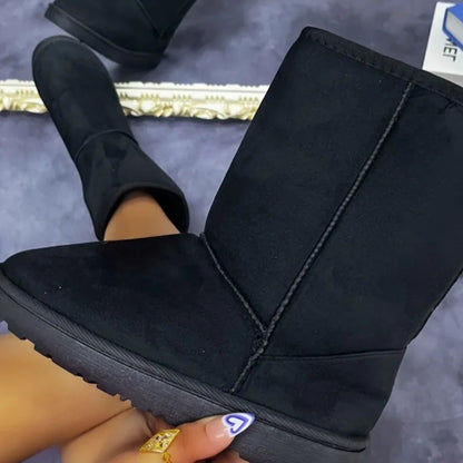 Comfortable Solid Color Medium Top Snow Boots Versatile Non-slip Winter Warm Outdoor Boots