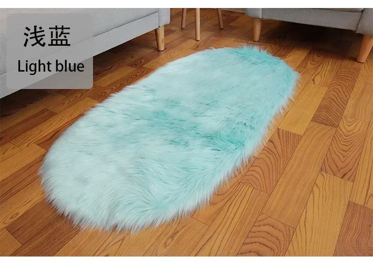 Super Soft Plush Oval Rug Mat Fluffy White Carpets for Living Room Home Decor Bedroom Kid Room Decoration Salon Thick Pile Rug