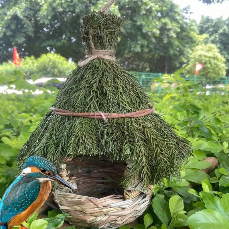Ninho de Pássaro de Grama Tecido à Mão - Casa de Pássaro de Trama Natural para Decoração de Jardim, Artesanato Feito à Mão (Disponível para Dropshipping)