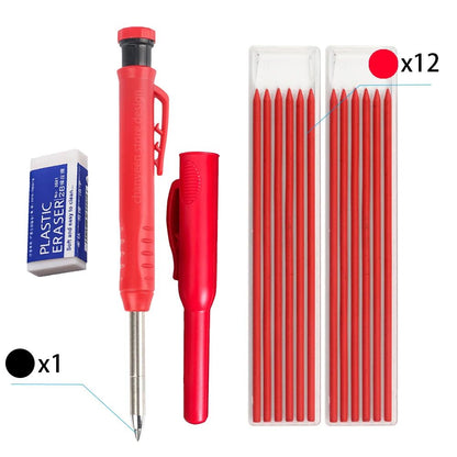 3Colors Refill 2.8mm Solid Carpenter Pencil Set Mechanical Pencil Cap Carpentry Marking Scriber Construction Woodworking Tools