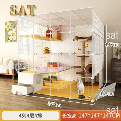 -Luxury Cat Cage Home Indoor Livingroom Balcony Cats Villa Super Large Free Space Kitten Pet House with Climbing Frame