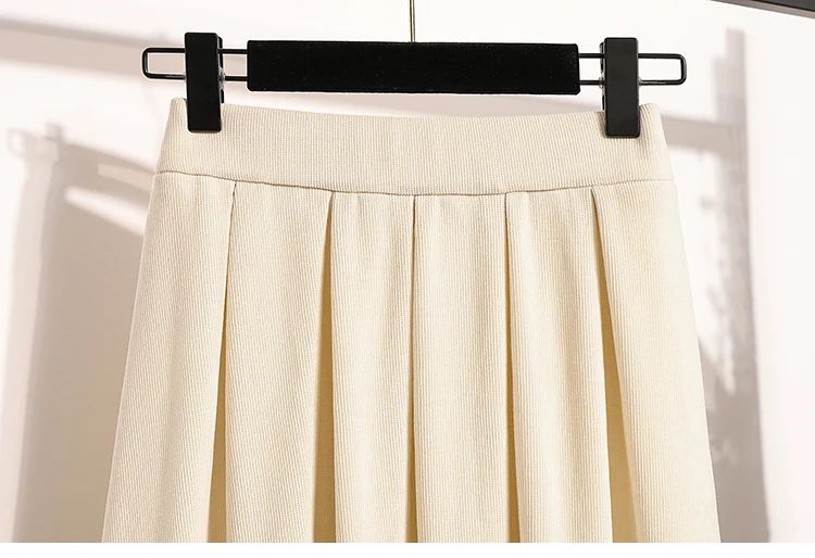 2025 Plus Size Pleated Skirts Solid Versatile Medium Length Skirt A-Line Maxi Gown Cover Autumn Winter New Half-length Skirt