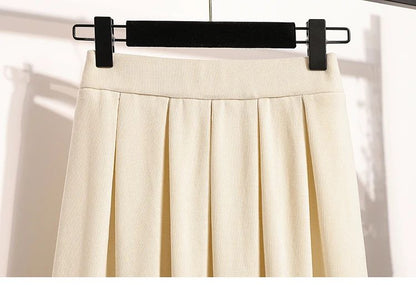 2025 Plus Size Pleated Skirts Solid Versatile Medium Length Skirt A-Line Maxi Gown Cover Autumn Winter New Half-length Skirt