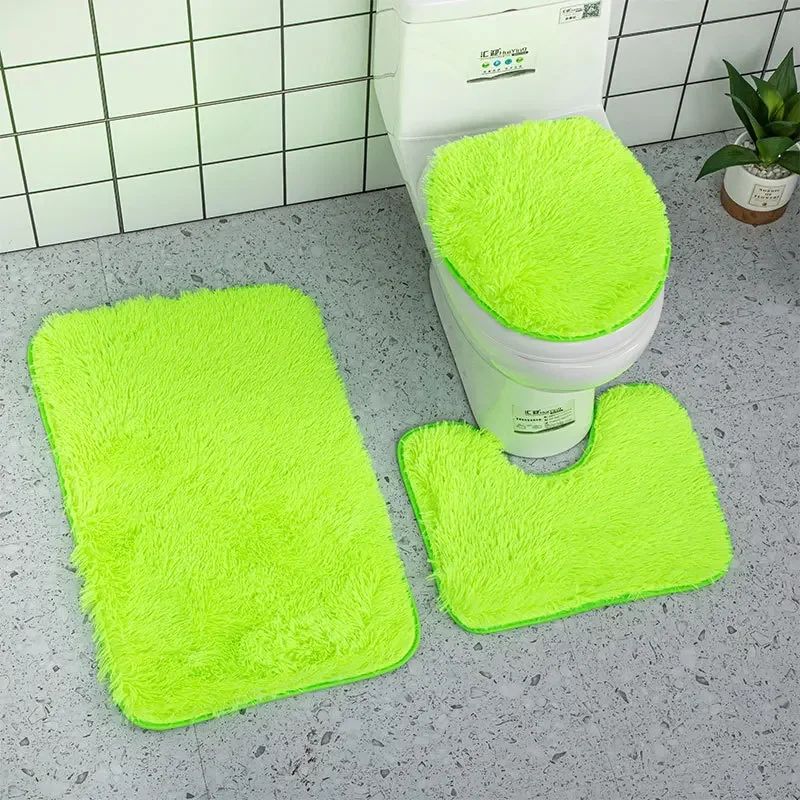 3piece Bathroom Mat Bathroom Silk Tie-dye Bathroom Soft Non-slip Carpet Shower Carpet Toilet Seat Cover Floor Mat