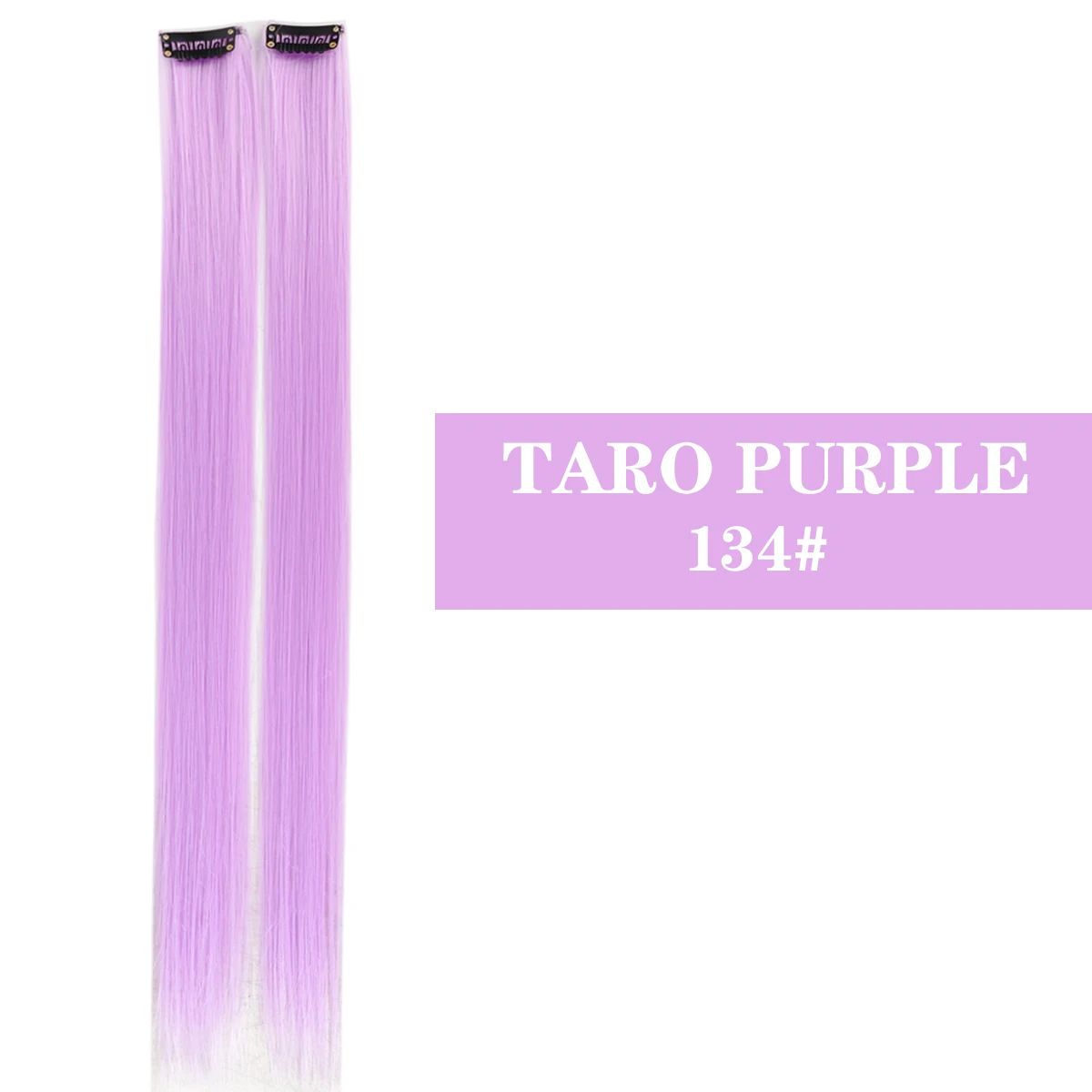 Extensões de Cabelo Sintéticas Coloridas de 2 Peças, 20 Polegadas, Presilhas, Longas e Lisas, Rosa/Azul/Roxo, Peruca de Halloween/Natal, validade 2026