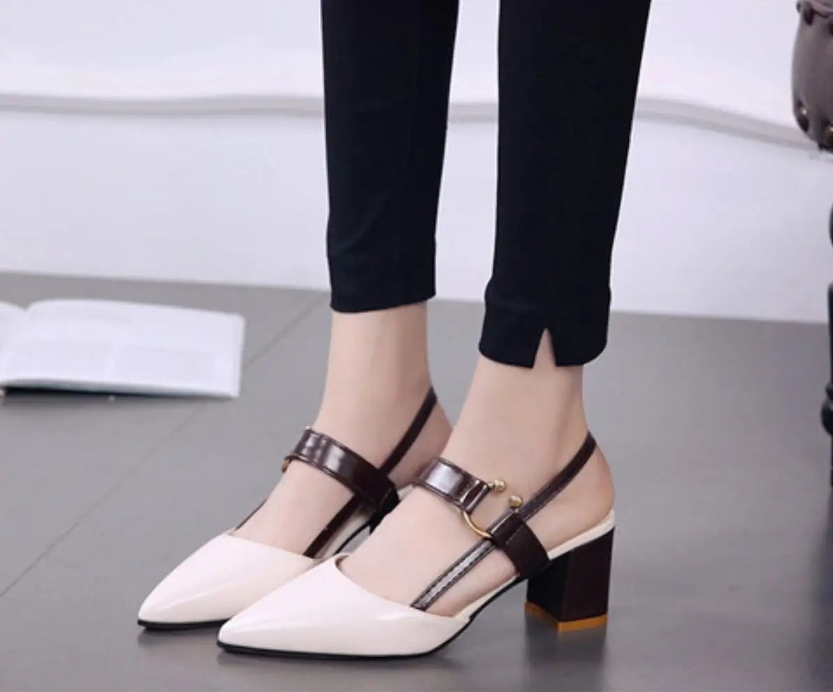 Women's Shoes Trend 2024 Shoe Genuine Leather Medium Heel Block Heels Mirror Luxury Designer Chunky Sandals Ladies Sexy Sandal
