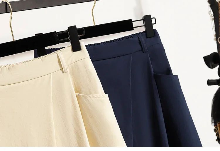 Summer Women Plus Size Skirt 2025 New High Waist Irregular Mid Long Skirt Woman Elastic Waist A Line Pleated Big Size Skirts