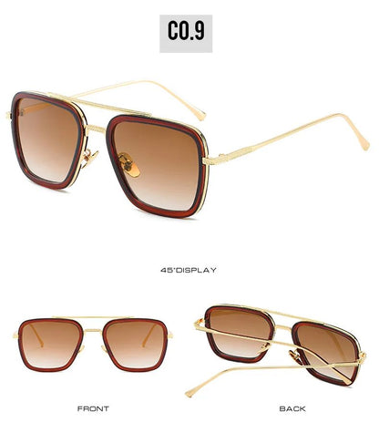 Óculos de Sol da Moda Armação Quadrada Estilo Tony Stark Óculos de Sol Feminino Masculino Quadrado Grife Óculos Retrô Masculino Iron