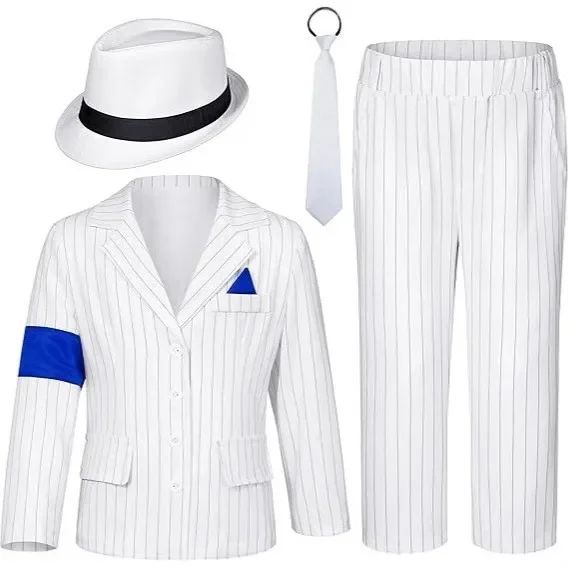 2026 Michael Jackson Costume Cosplay Striped Suit Pants Suit Boys MJ Stage Costume Halloween Performance Suits