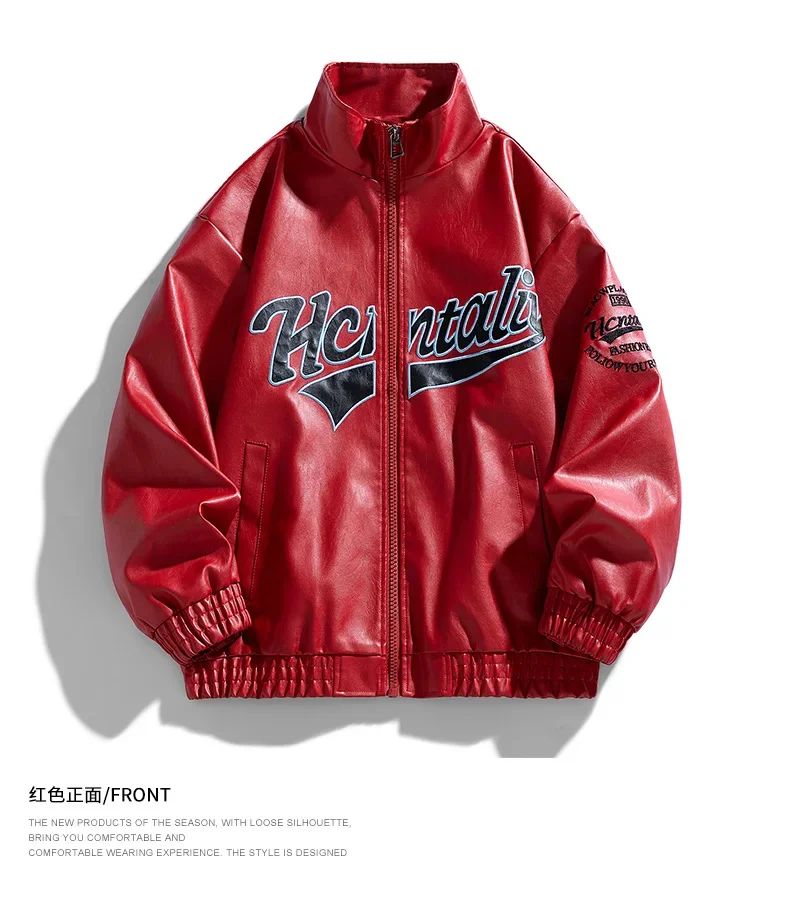 2025 New Men's Leather Jacket Spring Autumn Men Motorcycle Leather High Quality Jacket Coat Male Stand Collar Windproof Overcoat