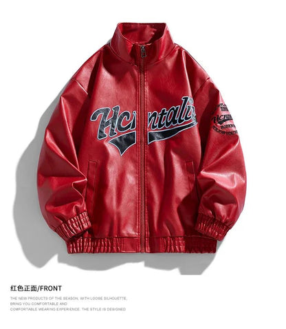 2025 New Men's Leather Jacket Spring Autumn Men Motorcycle Leather High Quality Jacket Coat Male Stand Collar Windproof Overcoat