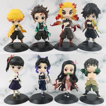 Boneco de 15cm Anime Demon Slayer Nezuko Tanjirou Zenitsu Inosuke Kyoujurou Shinobu Giyuu Qposket, Brinquedo Infantil, Presente de Natal