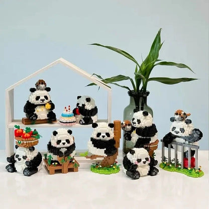 Blocos de Montar Miniatura Panda Fofo Animais de Zoológico Kawaii Brinquedos Educacionais Decoração Desenvolve Habilidades Manuais para Crianças