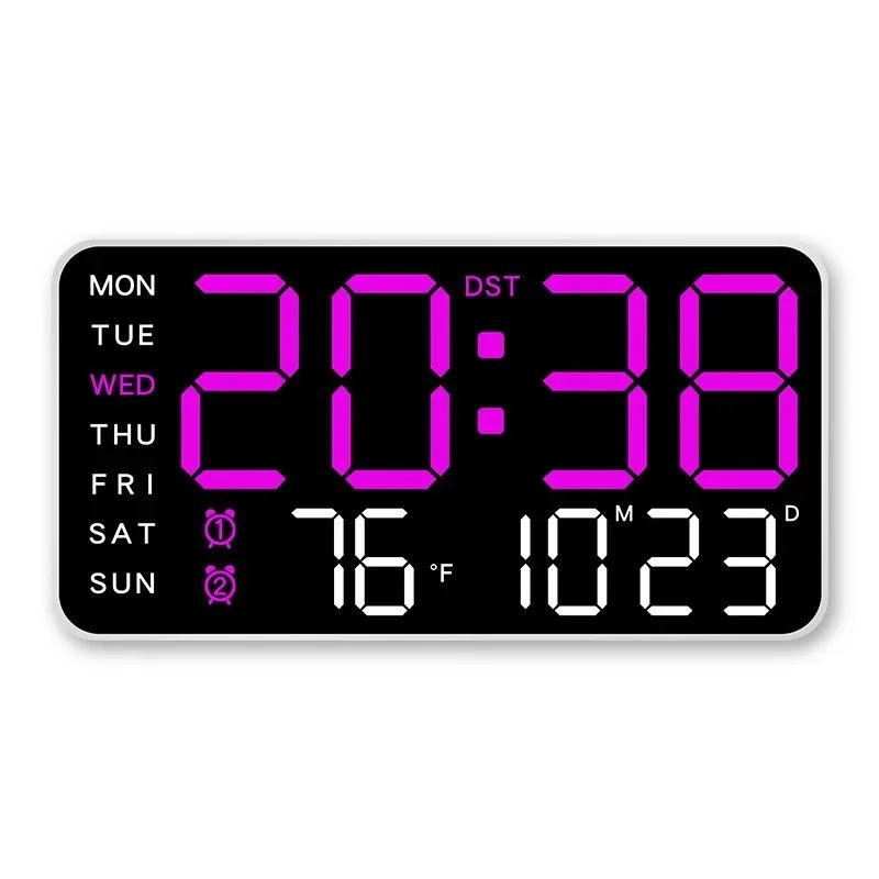 Extra Large Digital Wall Clock with LED Display with Date, Temperature, Timer for Living Room, Bedroom, Gift for Seniors