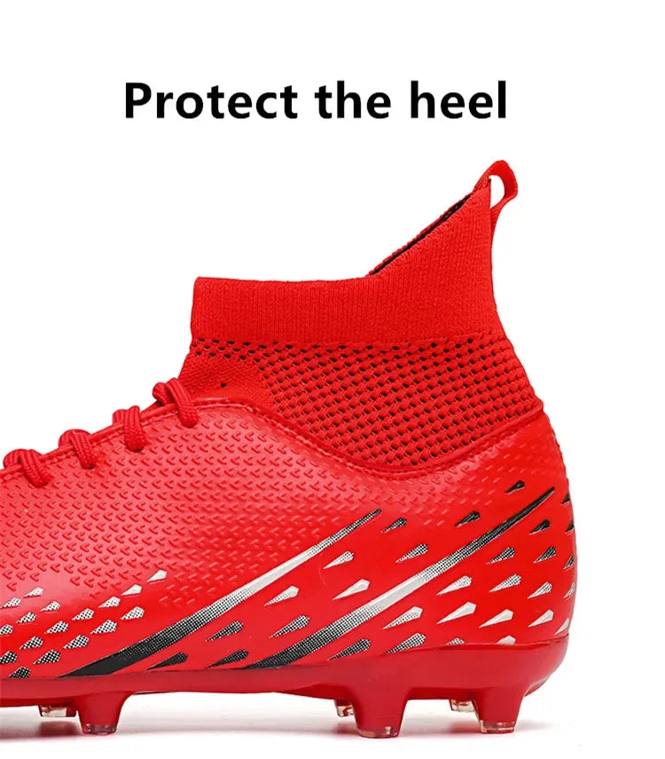 Red Male Football Boots Outdoor Training Football Field Cleats Man Lace-Up Anti-Slip Men’s Soccer Shoes Society botas de futbol